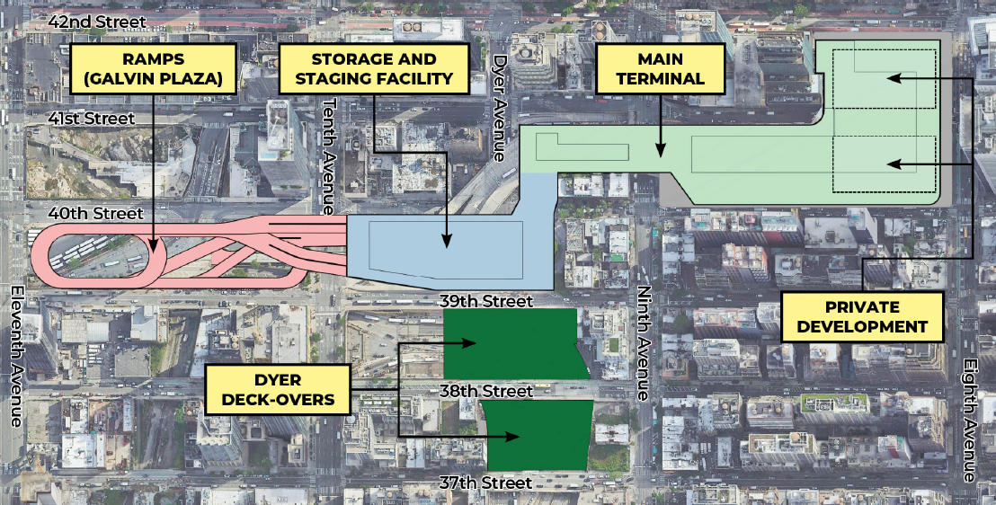 Rebuild Of NYC 10 Billion Midtown Bus Terminal Gets Go Ahead Proposed Midtown Bus Terminal Map Port Auth NY NJ 